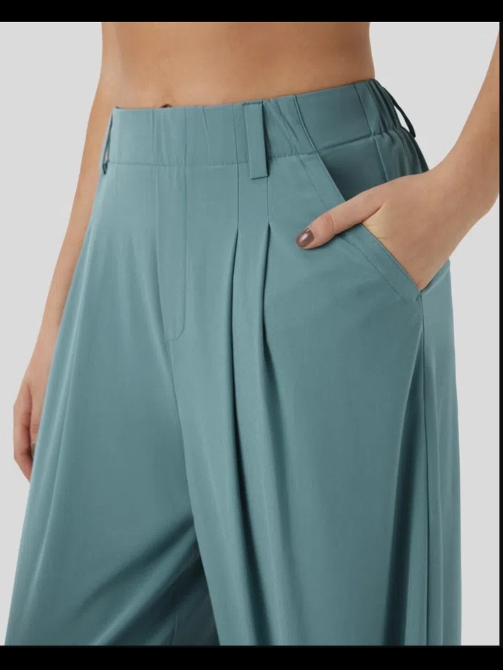 NWT XL HALARA Wide-Leg High-Waist Pants in Teal Blue - Picture 3 of 6